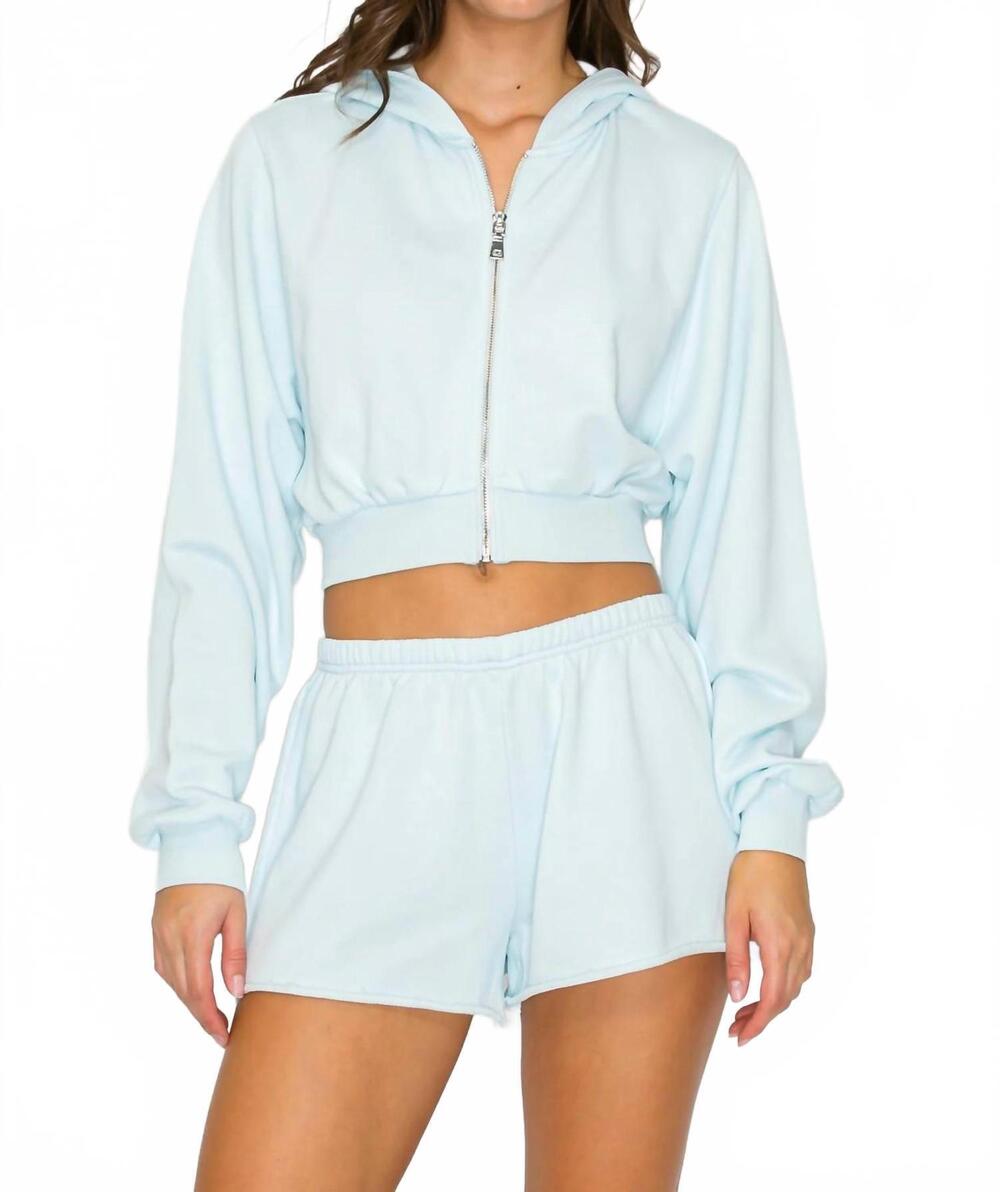 NEW KNIT RIOT cove crop zip hoodie in surf